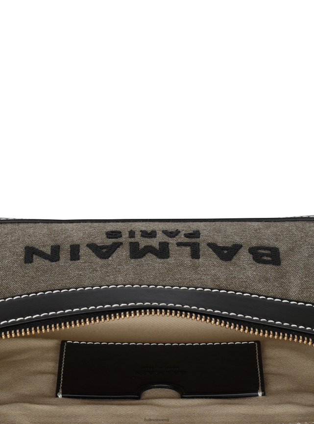 ee Balmain tarvikud naised b-armee lõuendist clutch kott nahast vahetükkidega khaki LJ8002571