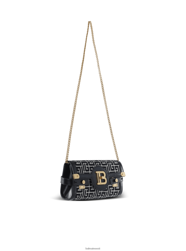 ee Balmain tarvikud naised b-buzz 23 nahast žakaarmonogrammiga sidurikott must LJ8002509