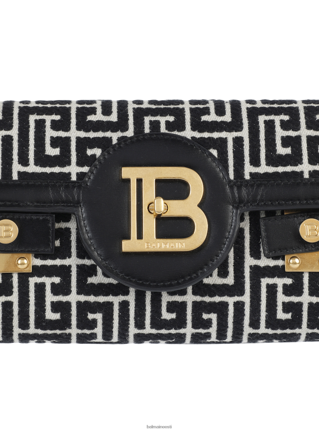 ee Balmain tarvikud naised b-buzz 23 nahast žakaarmonogrammiga sidurikott must LJ8002509