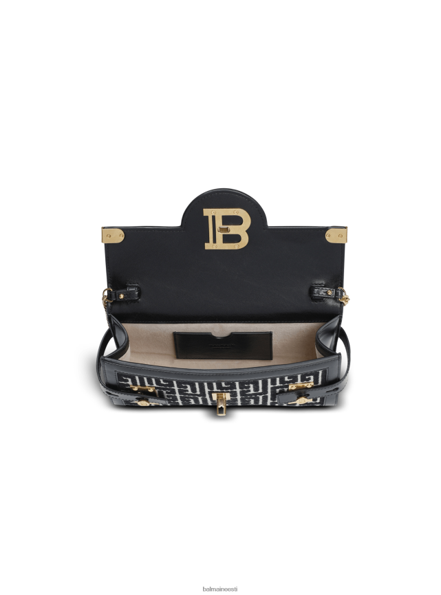 ee Balmain tarvikud naised b-buzz 23 nahast žakaarmonogrammiga sidurikott must LJ8002509