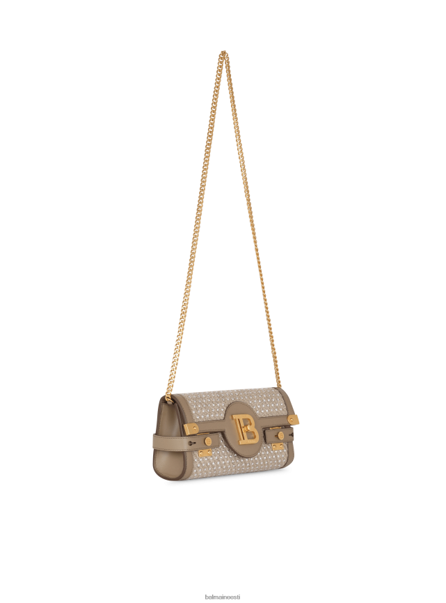ee Balmain tarvikud naised b-buzz 23 raffia clutch kott kivikestega beež LJ8002450