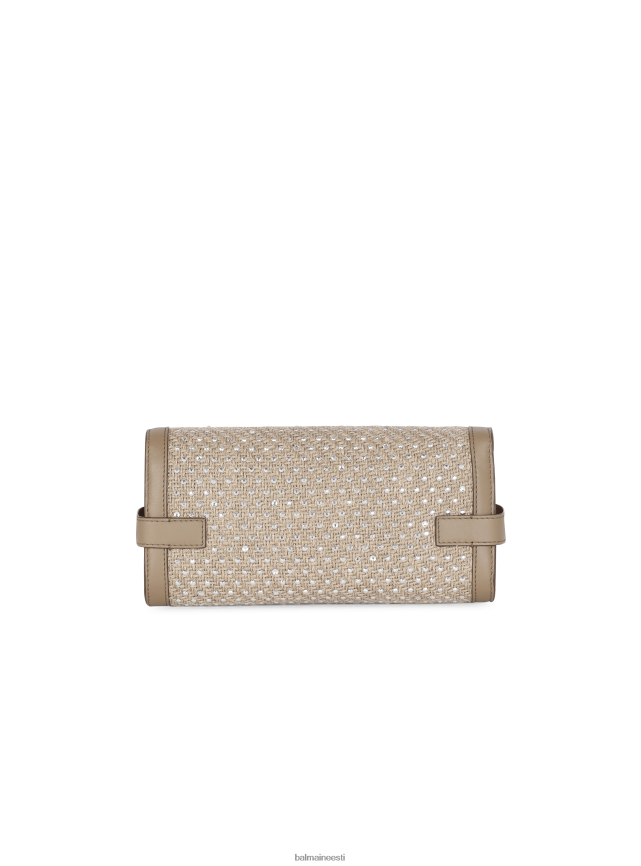 ee Balmain tarvikud naised b-buzz 23 raffia clutch kott kivikestega beež LJ8002450