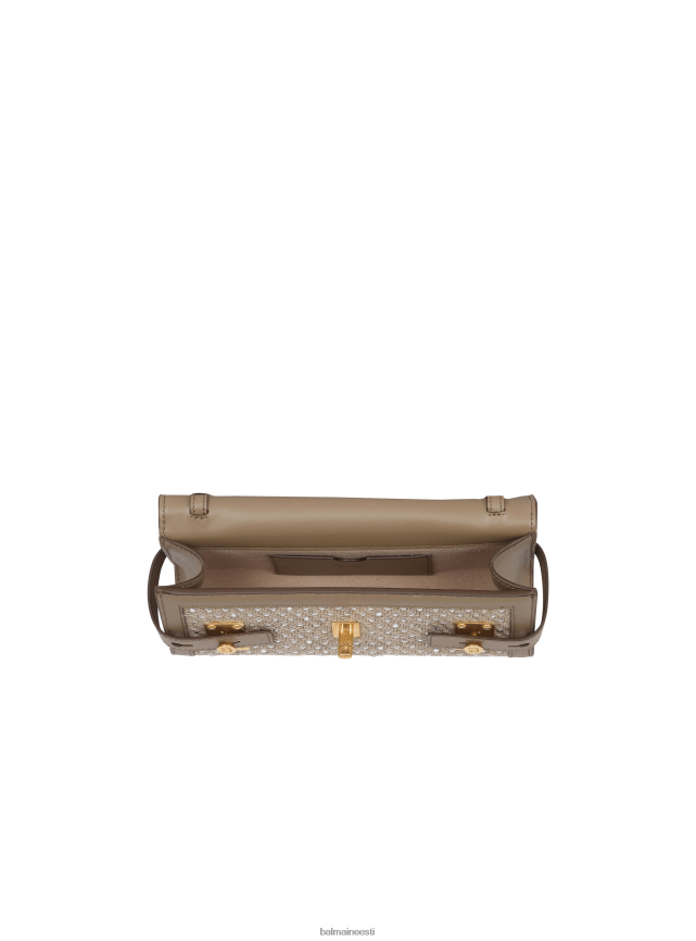 ee Balmain tarvikud naised b-buzz 23 raffia clutch kott kivikestega beež LJ8002450
