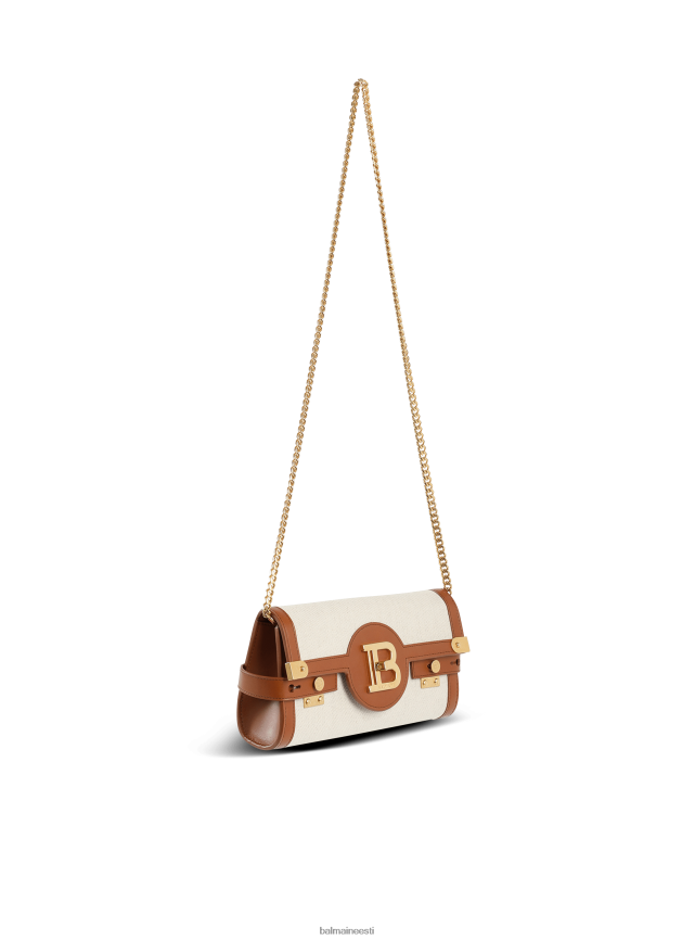 ee Balmain tarvikud naised ecru canvas b-buzz 23 sidur pruunide nahkpaneelidega beež LJ8002484