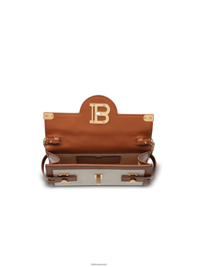 ee Balmain tarvikud naised ecru canvas b-buzz 23 sidur pruunide nahkpaneelidega beež LJ8002484