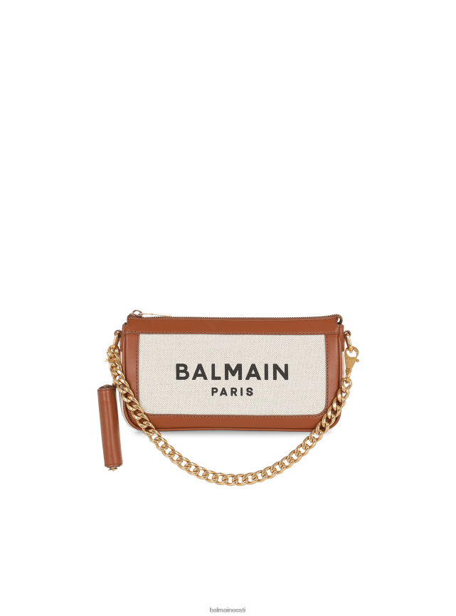 ee Balmain tarvikud naised lõuendist b-army clutch kott nahkpaneelidega beež LJ8002575