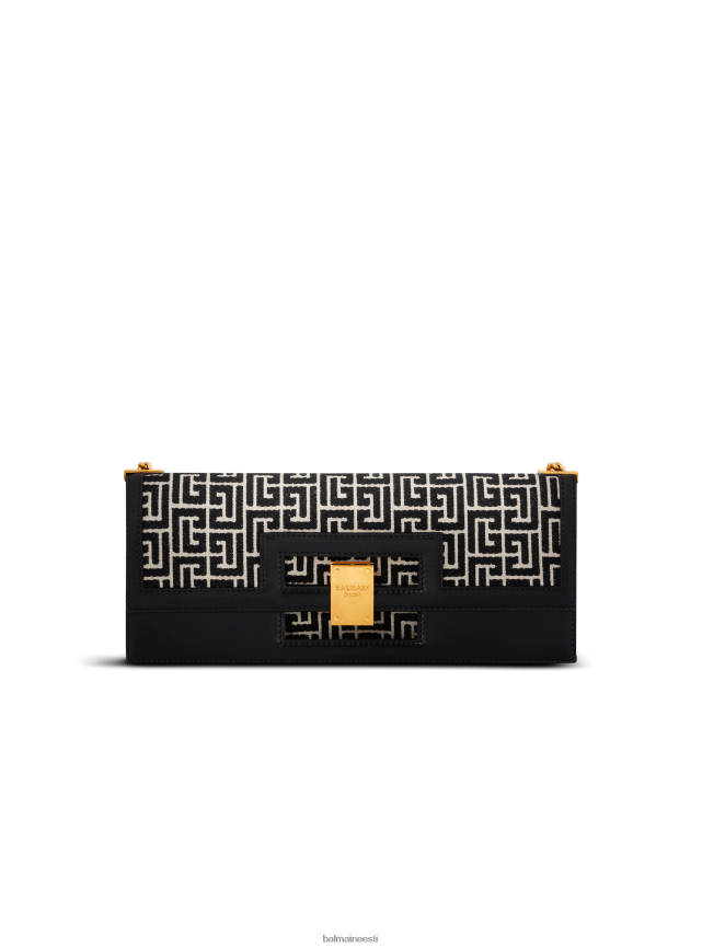 ee Balmain tarvikud naised ülisuur bicolor žakaarmadratsist 1945 pärand clutch kott must LJ8002548