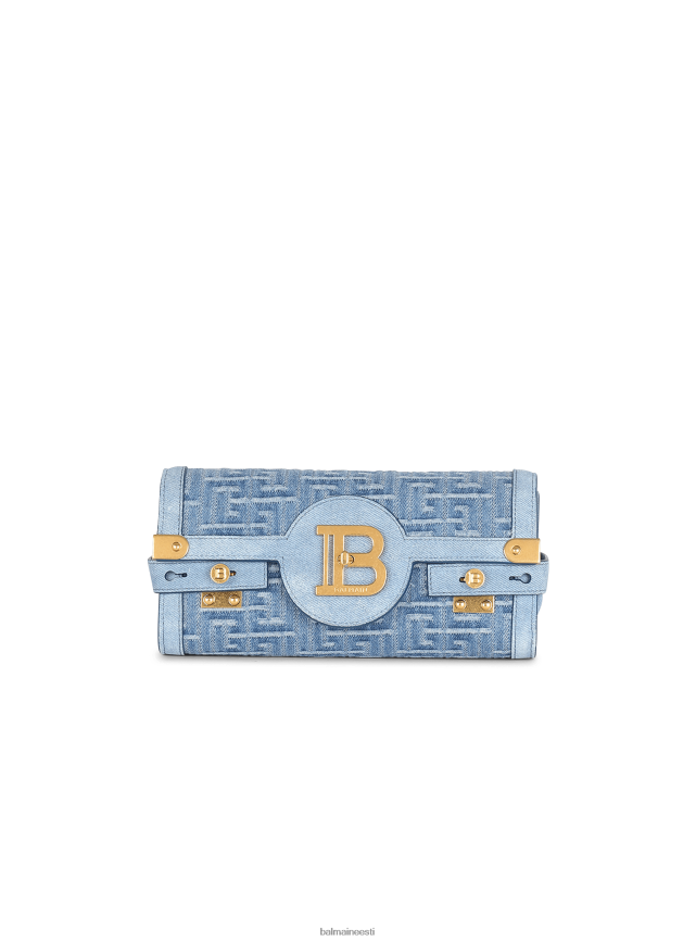 ee Balmain tarvikud naised seemisnahast ja teksast b-buzz 23 clutch kott sinine LJ8002506