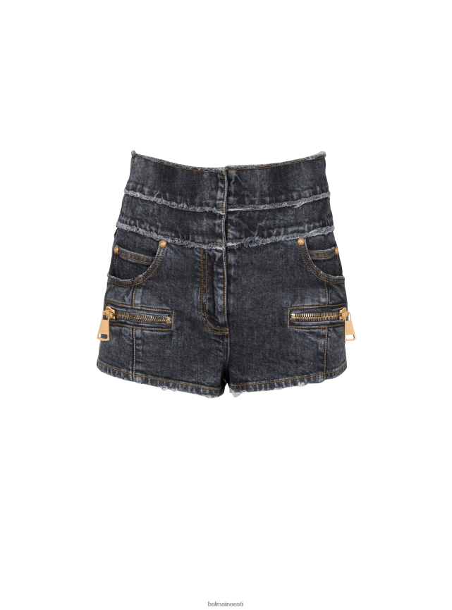 ee Balmain Riietus naised kõrge vöökohaga pleekinud teksapüksid must LJ8002407