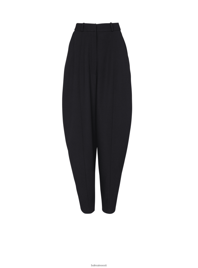 ee Balmain Riietus naised kottis grain de poudre püksid must LJ8002371