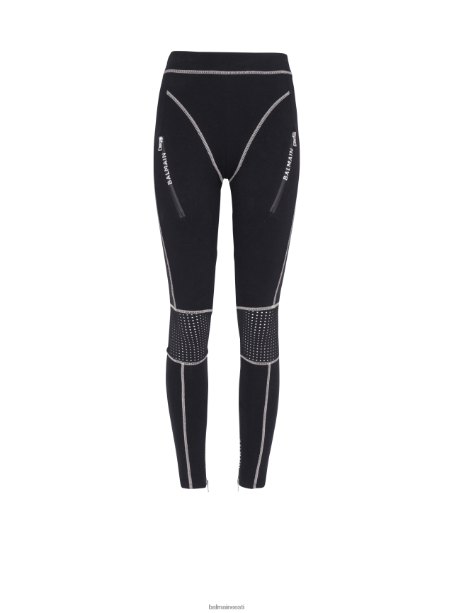 ee Balmain Riietus naised kaubamärgiga monogrammiga jersey säärised must LJ8002389