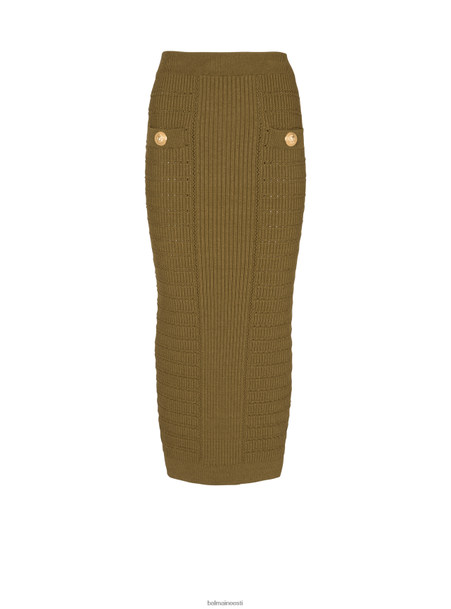 ee Balmain Riietus naised midi kootud seelik khaki LJ8002317
