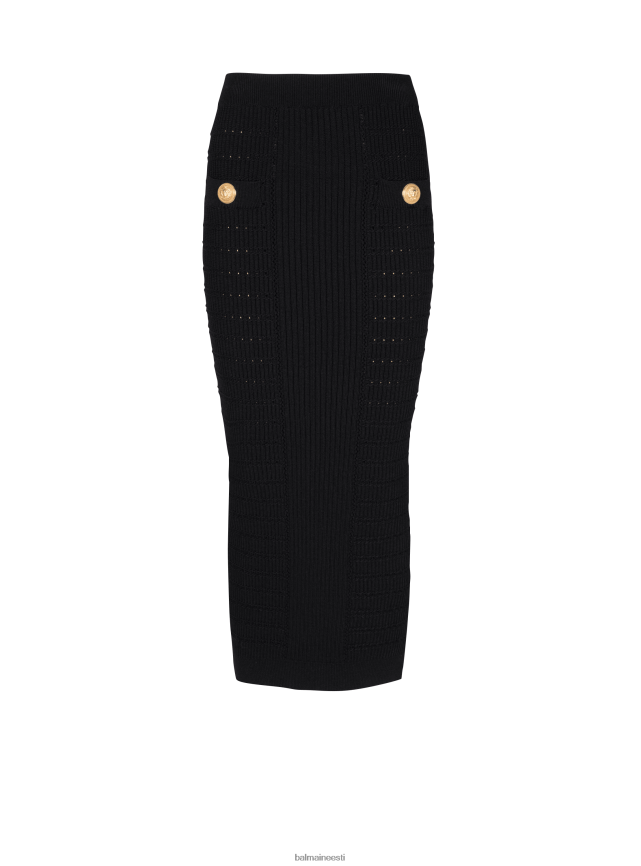 ee Balmain Riietus naised midi kootud seelik must LJ8002318