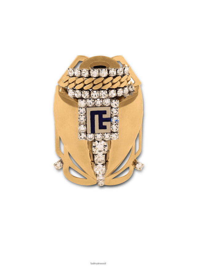 ee Balmain tarvikud naised suur kristallidega mardikapross kullast LJ8002760