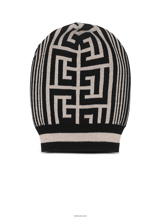 ee Balmain tarvikud naised Brändi monogrammiga villane nokamüts must LJ8002797