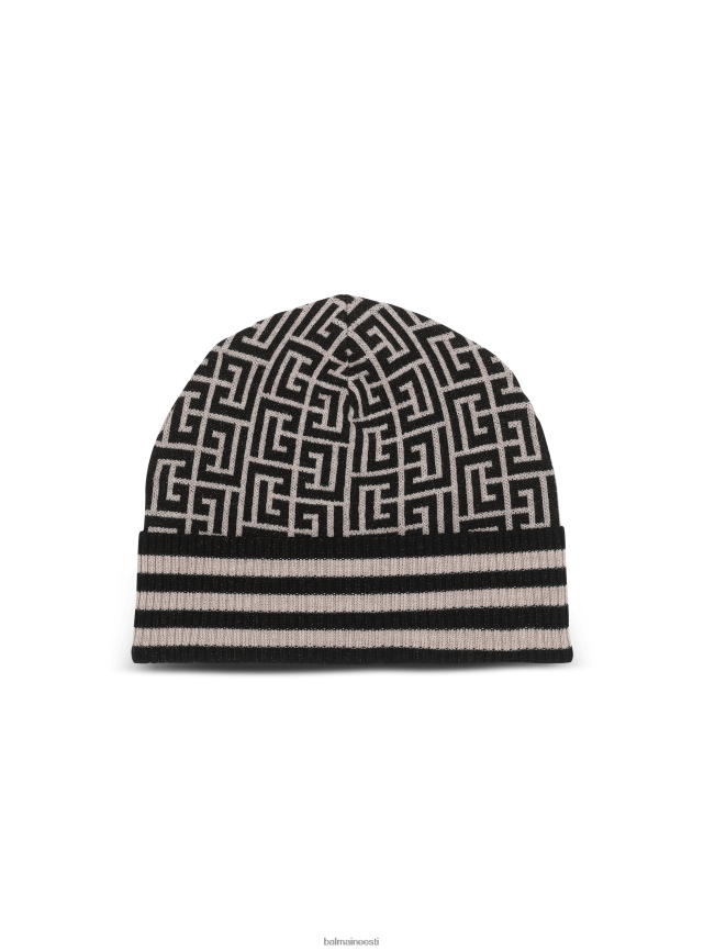 ee Balmain tarvikud naised monogrammiga tikitud villane müts must LJ8002781