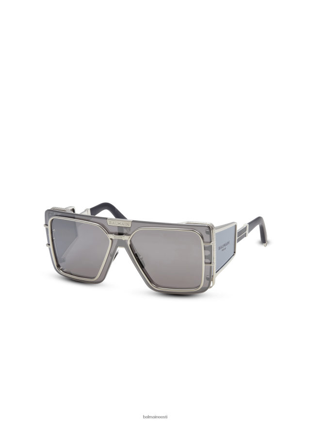 ee Balmain tarvikud naised kullatooni ja tumehallist titaanist kilbikujulised imepoisi päikeseprillid hall LJ8002730