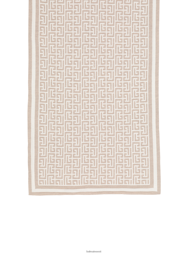 ee Balmain tarvikud naised monogrammiga villane sall beež LJ8002769