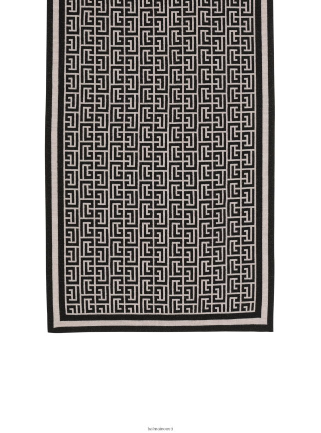 ee Balmain tarvikud naised monogrammiga villane sall must LJ8002770