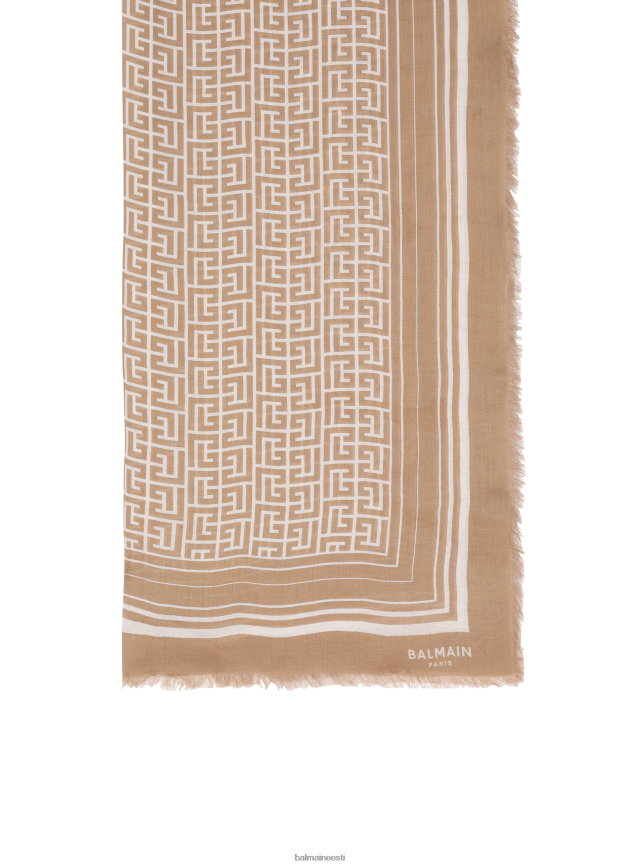 ee Balmain tarvikud naised monogrammiline sall beež LJ8002765