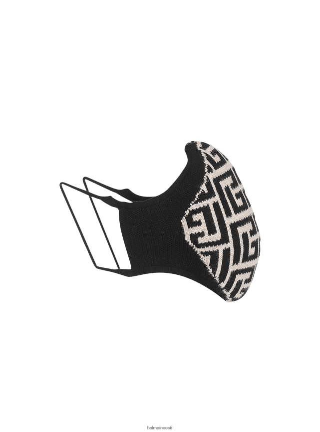 ee Balmain tarvikud naised puuvillane mask kaubamärgi monogrammiga must LJ8002799