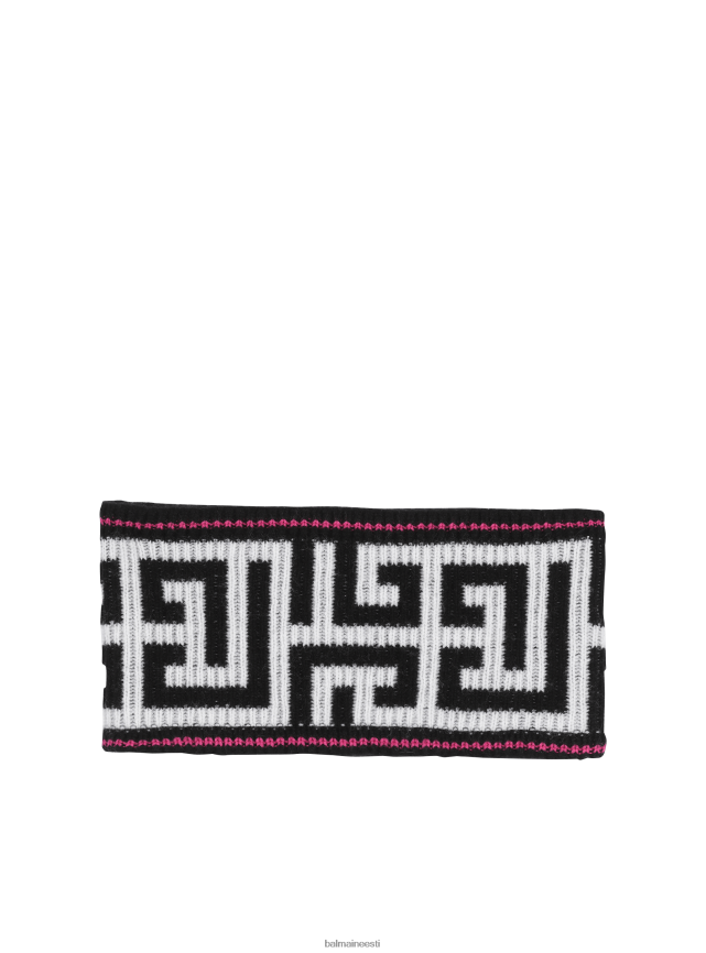 ee Balmain tarvikud naised villane peavõru suure kaubamärgi monogrammiga must LJ8002790