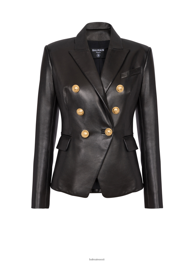 ee Balmain Riietus naised kaherealine nahast bleiser must LJ8002115