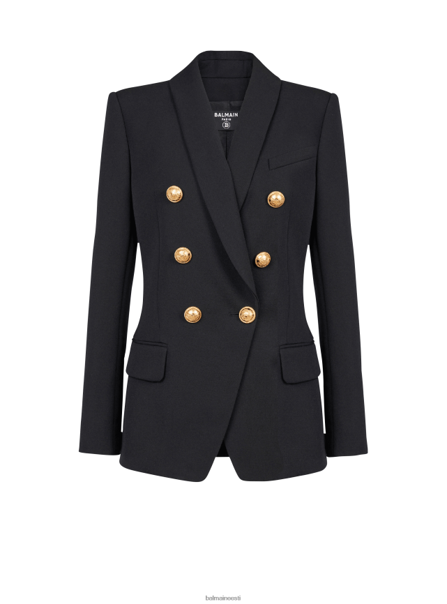 ee Balmain Riietus naised kaherealise nööbikinnisega villane bleiser must LJ8002116