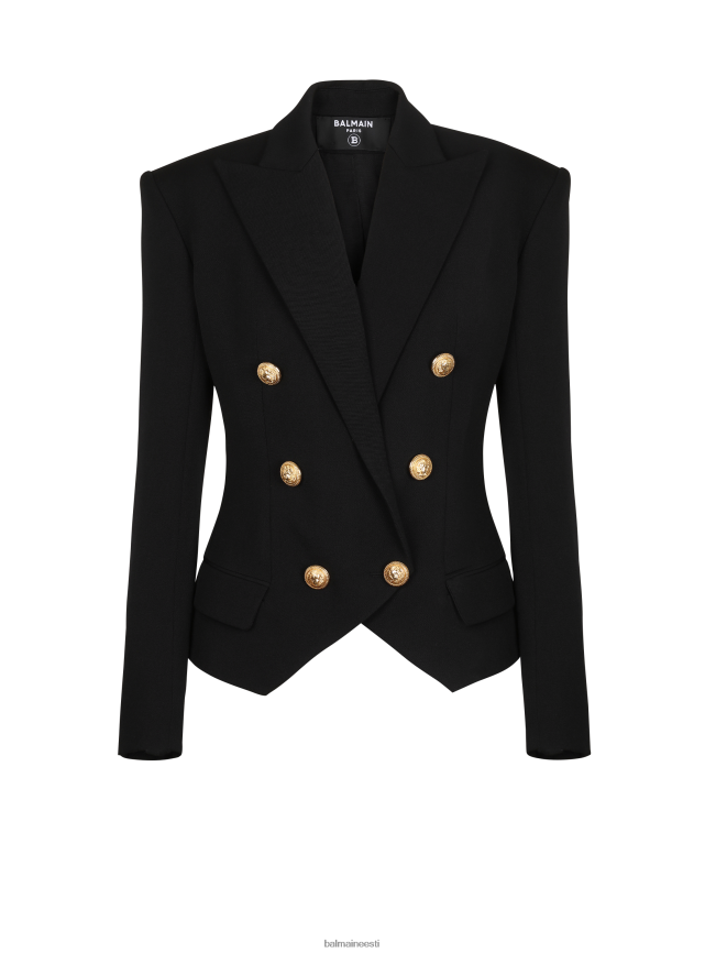 ee Balmain Riietus naised villane kaherealine bleiser must LJ800293