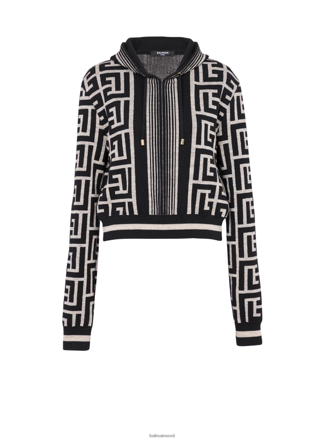 ee Balmain Riietus naised kärbitud dressipluus brändi monogrammiga must LJ8002288