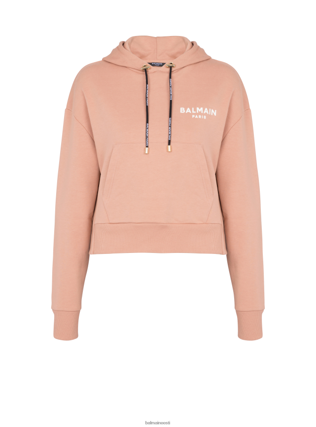 ee Balmain Riietus naised kärbitud puuvillane dressipluus flokeeritud kaubamärgi logoga roosa LJ8002270