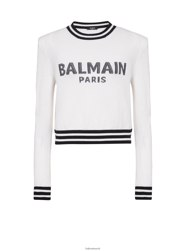 ee Balmain Riietus naised kärbitud villane dressipluus brändi logoga valge LJ8002325