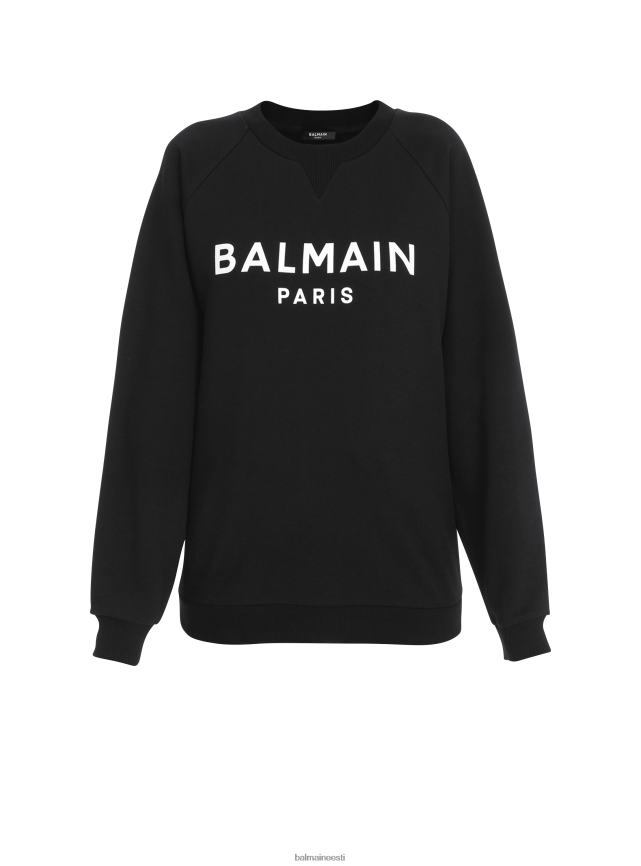 ee Balmain Riietus naised ökodisainiga puuvillane dressipluus brändi logotrükiga must LJ8002277