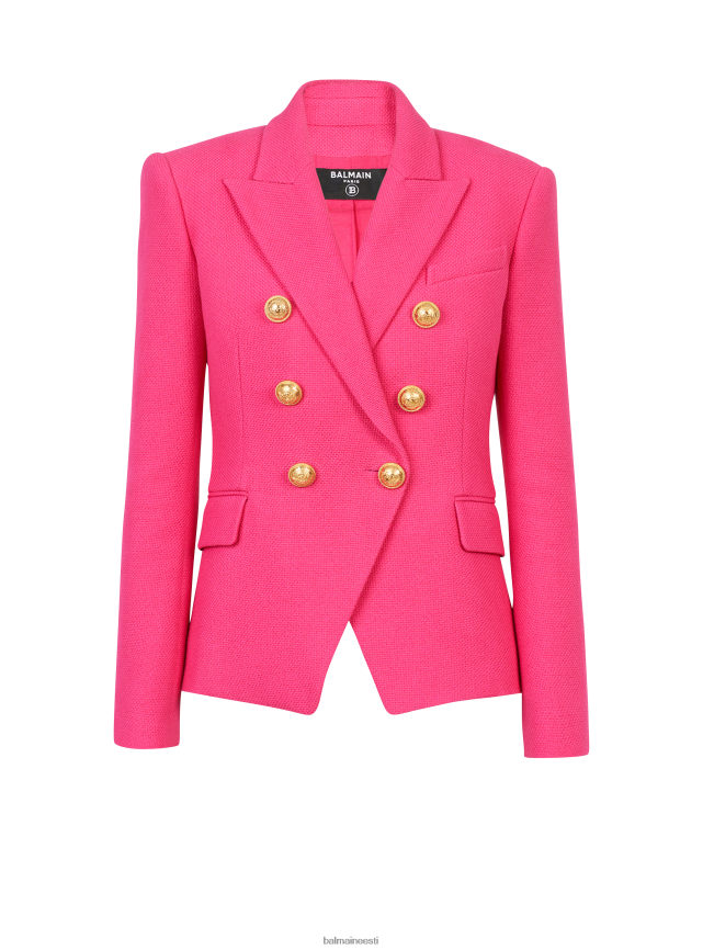 ee Balmain Riietus naised kärbitud nahast biker jope roosa LJ8002121