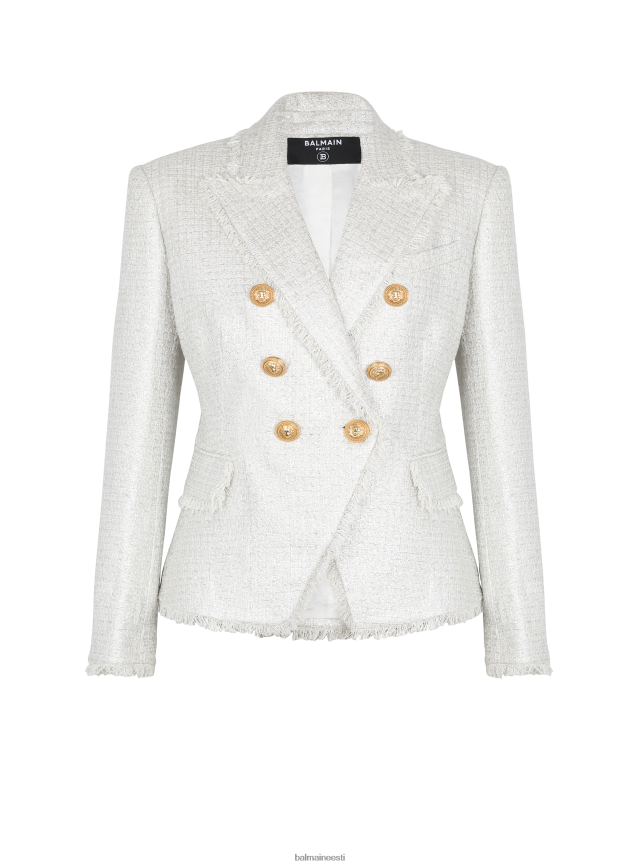 ee Balmain Riietus naised kaherealine tviidjakk hõbedane LJ8002107