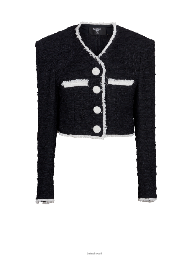 ee Balmain Riietus naised lühike kontrastsete detailidega tviidjakk must LJ800294