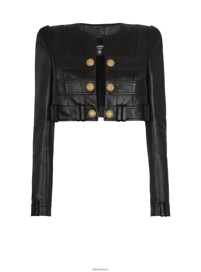 ee Balmain Riietus naised lühike pehme nahkjakk must LJ8002110