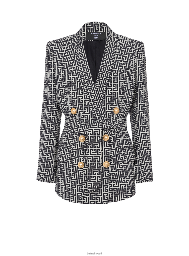 ee Balmain Riietus naised monogrammtrükiga jakk rätikkraega must LJ8002113