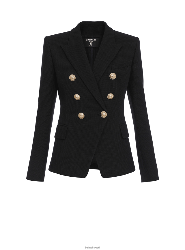 ee Balmain Riietus naised puuvillane pikee kahe nööbiga jope must LJ8002124