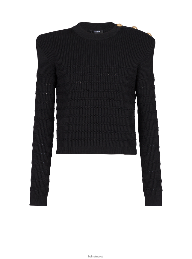 ee Balmain Riietus naised koo kuldsete nööpidega kampsun must LJ8002321