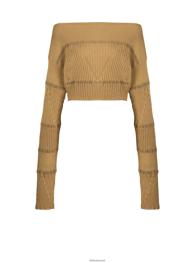 ee Balmain Riietus naised paadikaelusega kootud kampsun pruun LJ8002300