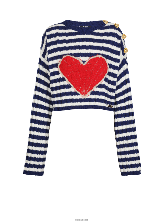 ee Balmain Riietus naised sõbrapäeva trükitud kootud kampsun sinine LJ8002298