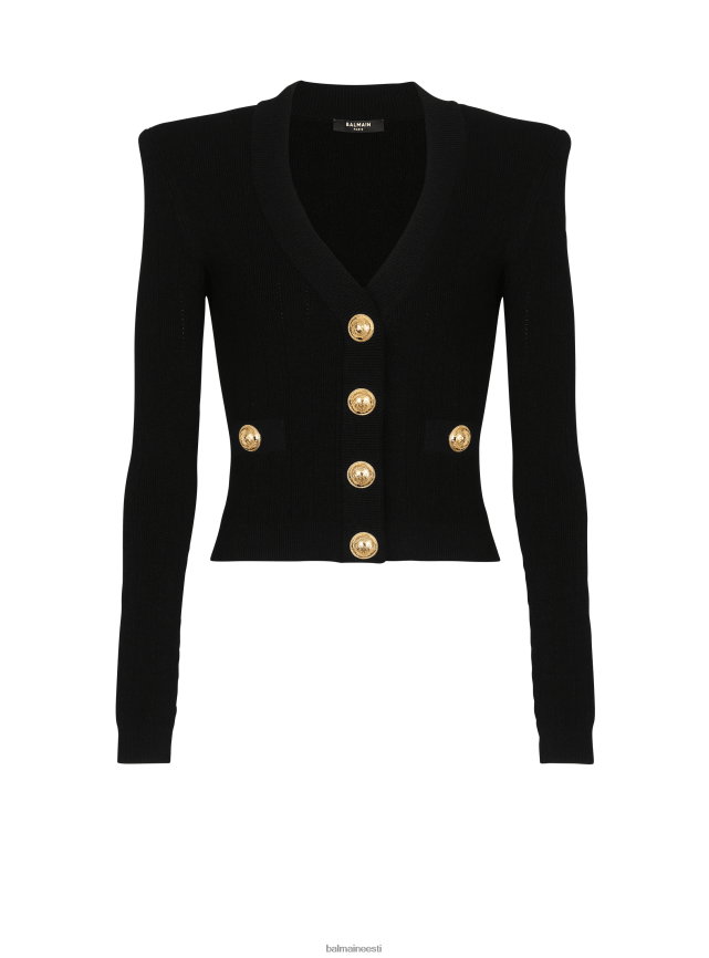 ee Balmain Riietus naised kärbitud kootud kardigan must LJ8002322
