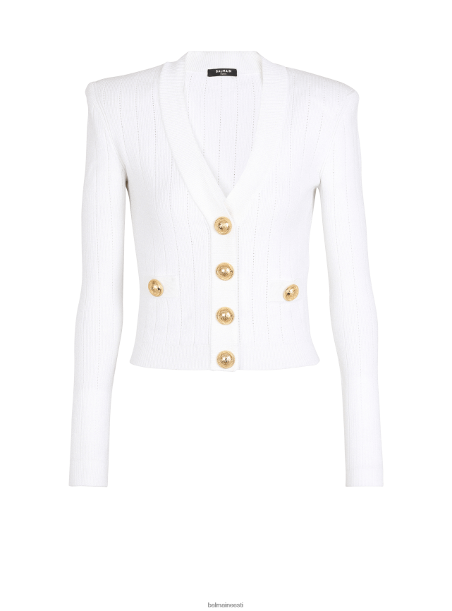 ee Balmain Riietus naised kärbitud kootud kardigan valge LJ8002329