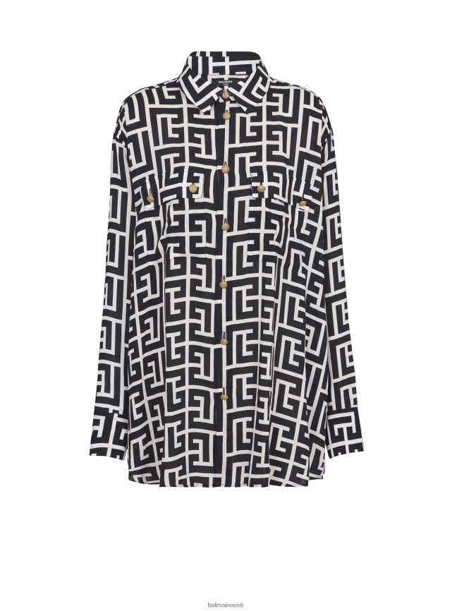 ee Balmain Riietus naised monogrammiline voolav särk must LJ8002219