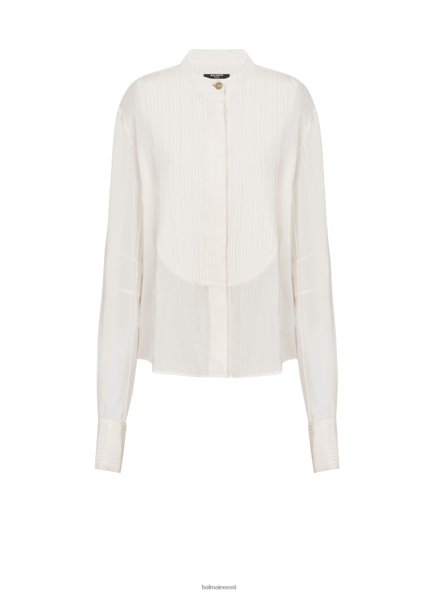ee Balmain Riietus naised plisseeritud krepp-smokingsärk valge LJ8002256