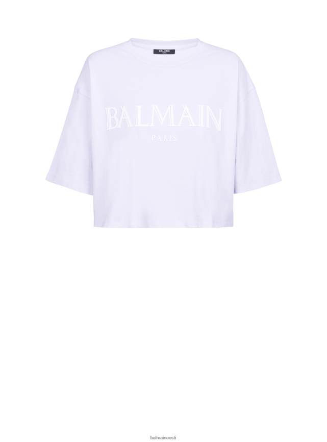 ee Balmain Riietus naised kärbitud t-särk kummist Rooma kaubamärgi logoga lilla LJ8002152