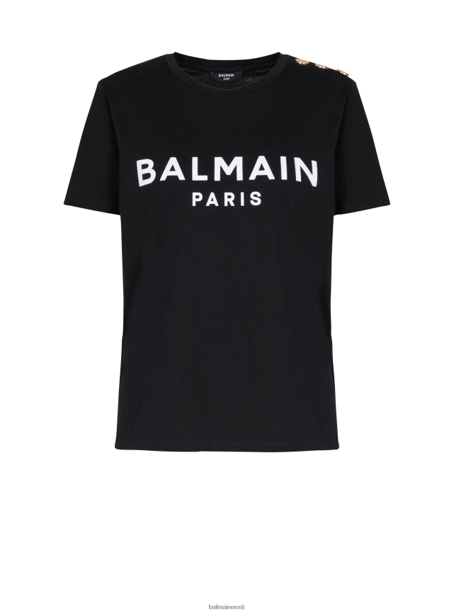 ee Balmain Riietus naised öko-vastutustundlik puuvillane t-särk brändi logotrükiga must LJ8002165