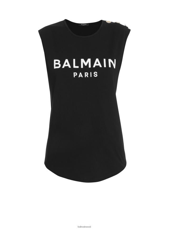ee Balmain Riietus naised ökodisainiga puuvillane t-särk brändi logotrükiga must LJ8002193