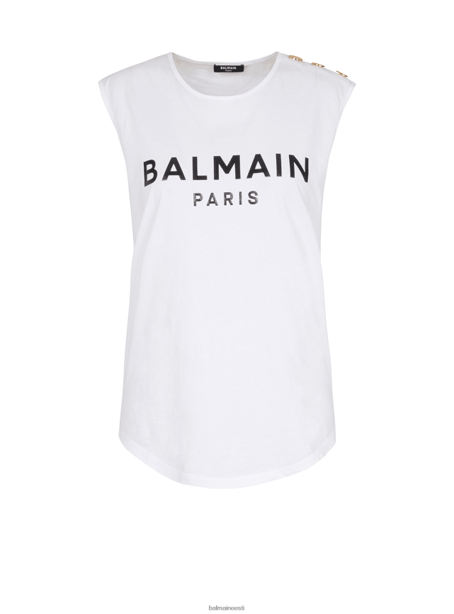 ee Balmain Riietus naised ökodisainiga puuvillane t-särk brändi logotrükiga valge LJ8002178